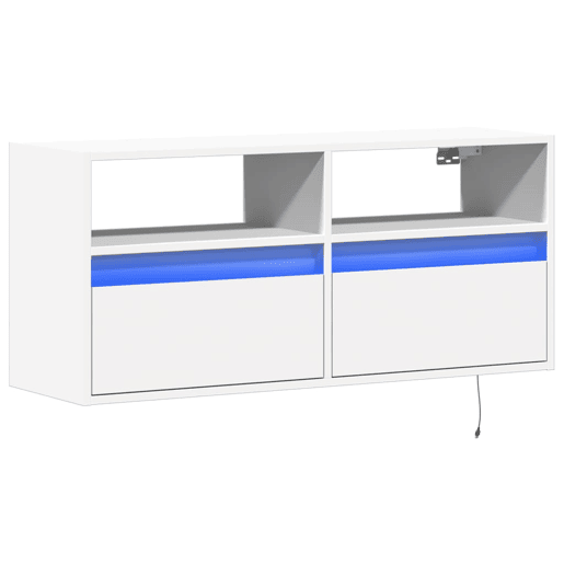 Móvel de parede para TV - Armário de TV com luzes LED 100x31x45 cm branco