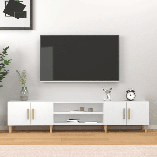 Móvel p TV, Armário de TV 180x31,5x40 cm derivados de madeira branco