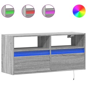 Móvel de parede p TV - Armário de TV c luzes LED 100x31x45 cm cinzento sonoma
