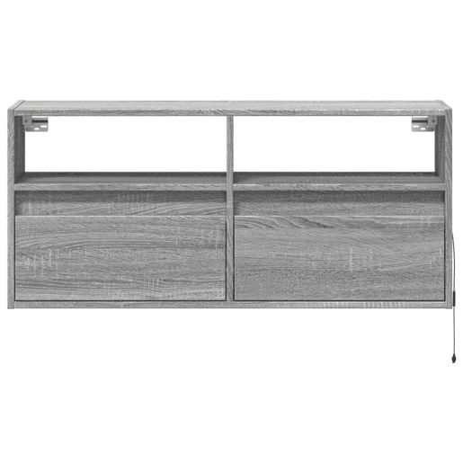Móvel de parede p TV - Armário de TV c luzes LED 100x31x45 cm cinzento sonoma