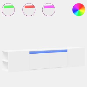 Móvel de parede para TV - Armário de TV com luzes LED 180x31x39,5 cm branco
