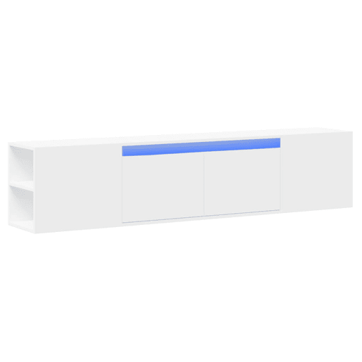 Móvel de parede para TV - Armário de TV com luzes LED 180x31x39,5 cm branco