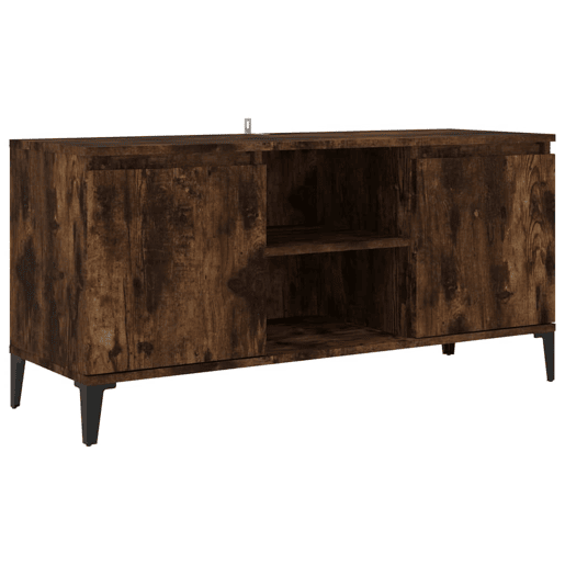 Móvel de TV - Modulo de TV - Armário de TV com pernas em metal 103,5x35x50 cm carvalho fumado