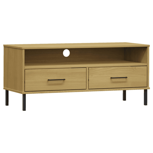 Móvel de TV - Modulo de TV - Armário de TV c pernas de metal pinho maciço OSLO castanho