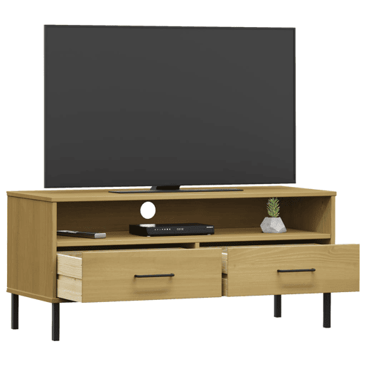 Móvel de TV - Modulo de TV - Armário de TV c pernas de metal pinho maciço OSLO castanho