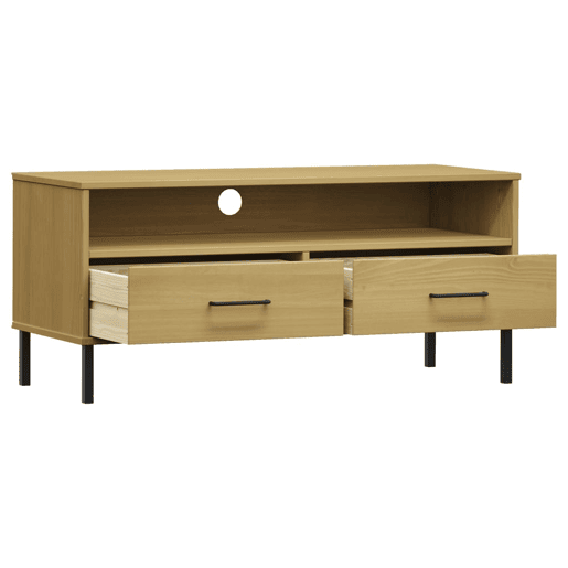 Móvel de TV - Modulo de TV - Armário de TV c pernas de metal pinho maciço OSLO castanho