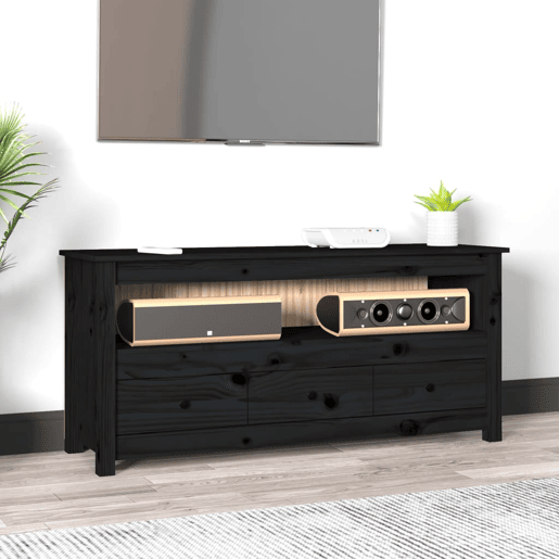 Móvel de TV - Modulo de TV - Armário de TV 114x35x52 cm madeira de pinho maciça preto