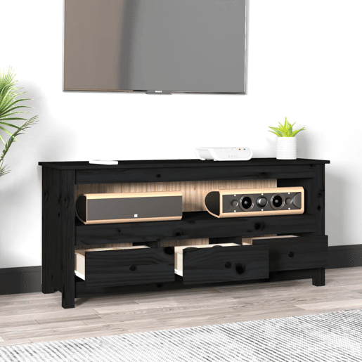 Móvel de TV - Modulo de TV - Armário de TV 114x35x52 cm madeira de pinho maciça preto