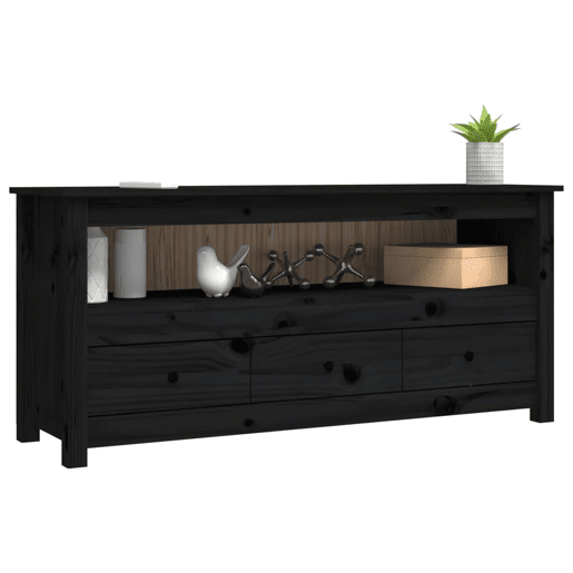 Móvel de TV - Modulo de TV - Armário de TV 114x35x52 cm madeira de pinho maciça preto