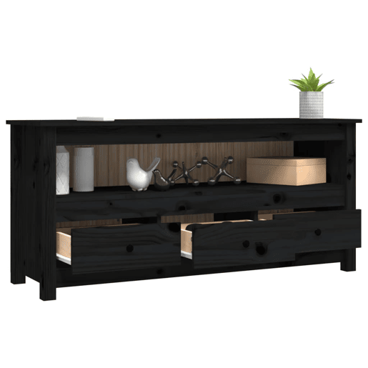 Móvel de TV - Modulo de TV - Armário de TV 114x35x52 cm madeira de pinho maciça preto