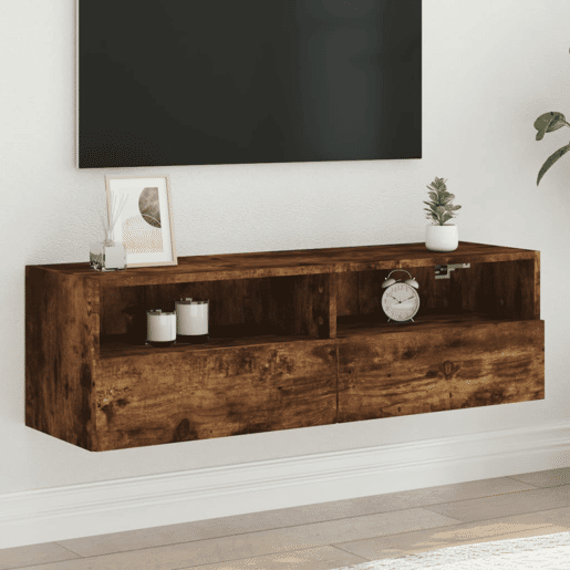 Móveis parede TV - Armários de TV - Módulos de TV 100x30x30 cm derivados madeira carvalho fumado
