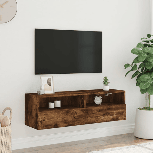 Móveis parede TV - Armários de TV - Módulos de TV 100x30x30 cm derivados madeira carvalho fumado