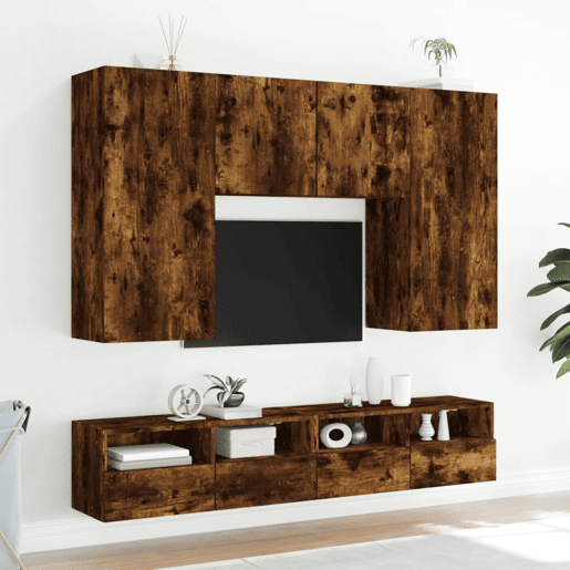 Móveis parede TV - Armários de TV - Módulos de TV 100x30x30 cm derivados madeira carvalho fumado