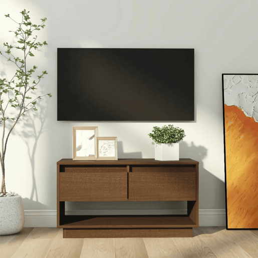 Móvel de TV - Modulo de TV - Armário de TV 74x34x40 cm madeira de pinho maciça castanho mel