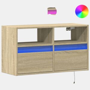 Móvel de parede p TV - Armário de TV c luzes LED 80x31x45 cm carvalho sonoma