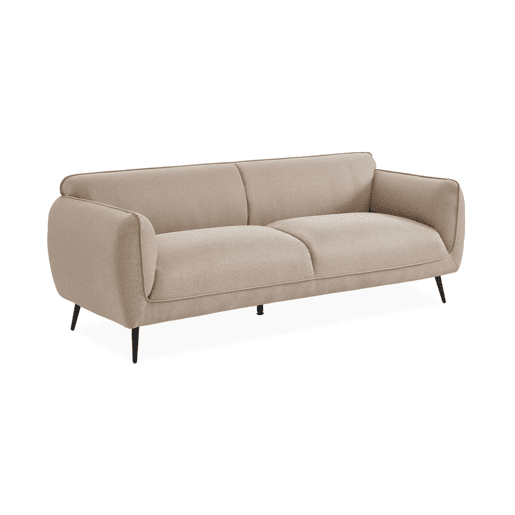 Sofá em tecido com pernas metálicas de 3 lugares, Soft, Beige, 205x82.3x76.3 cm
