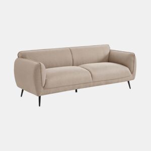 Sofá em tecido com pernas metálicas de 3 lugares, Soft, Beige, 205x82.3x76.3 cm