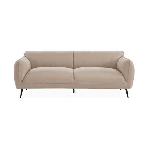 Sofá em tecido com pernas metálicas de 3 lugares, Soft, Beige, 205x82.3x76.3 cm