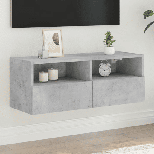 Móvel parede p TV - Armário TV 80x30x30 cm derivados madeira cinza cimento