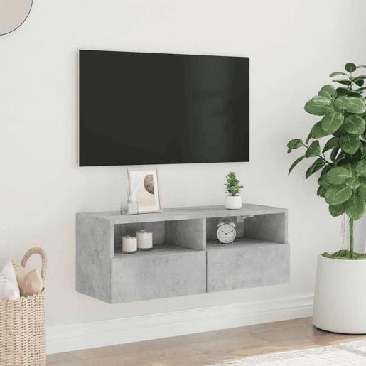 Móvel parede p TV - Armário TV 80x30x30 cm derivados madeira cinza cimento