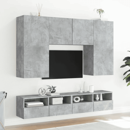 Móvel parede p TV - Armário TV 80x30x30 cm derivados madeira cinza cimento