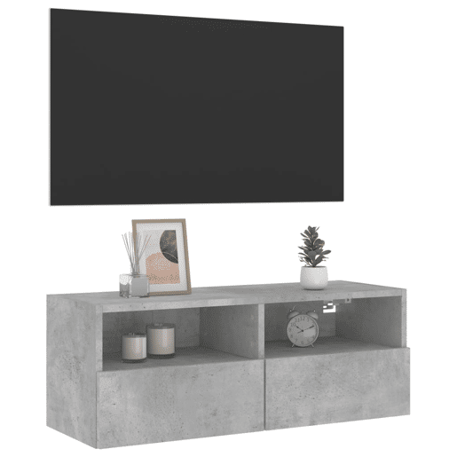Móvel parede p TV - Armário TV 80x30x30 cm derivados madeira cinza cimento