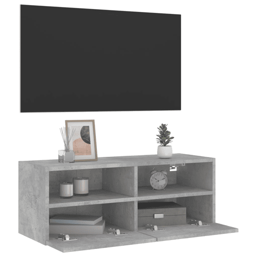 Móvel parede p TV - Armário TV 80x30x30 cm derivados madeira cinza cimento