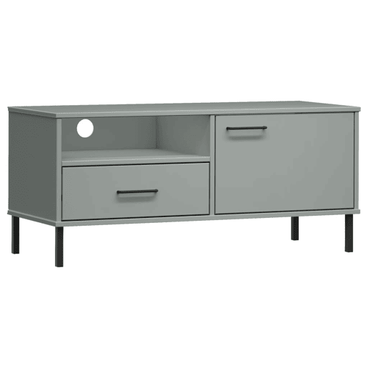 Móvel de TV - Modulo de TV - Armário de TV c pernas de metal OSLO pinho maciço cinzento