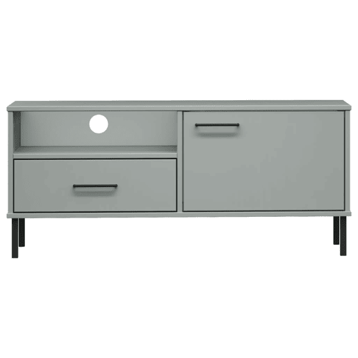 Móvel de TV - Modulo de TV - Armário de TV c pernas de metal OSLO pinho maciço cinzento