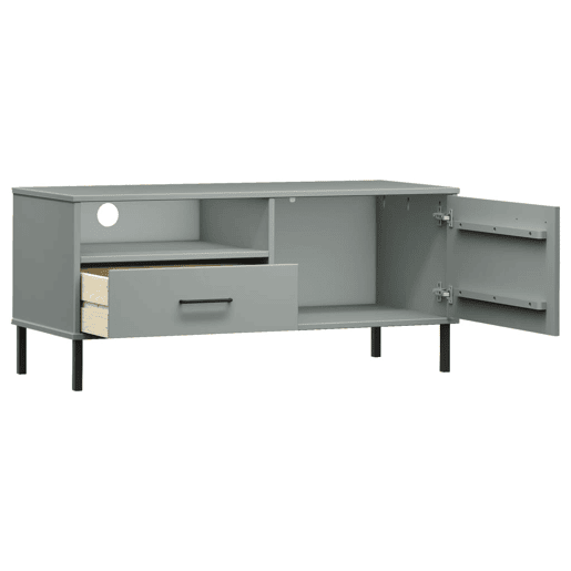 Móvel de TV - Modulo de TV - Armário de TV c pernas de metal OSLO pinho maciço cinzento