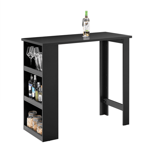 SoBuy Mesa de Bar Alta para Cozinha Preto 112x57x106cm com Prateleiras FWT17-II-SCH