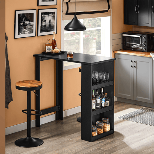 SoBuy Mesa de Bar Alta para Cozinha Preto 112x57x106cm com Prateleiras FWT17-II-SCH
