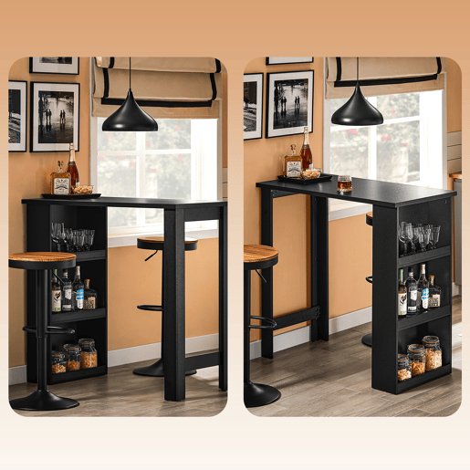 SoBuy Mesa de Bar Alta para Cozinha Preto 112x57x106cm com Prateleiras FWT17-II-SCH