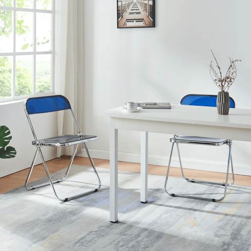Cadeira dobrável Pornainen conjunto de 2 azul escurotransparente en.casa