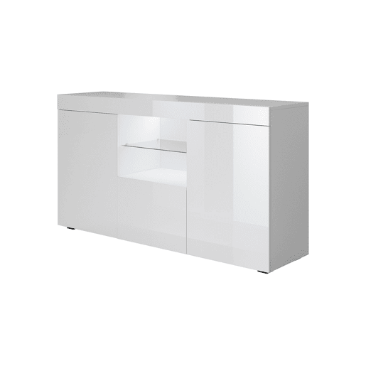 Aparador Sala de estar e jantar Branco 135x34x72 3 portas LED Sefora Muebles Bonitos