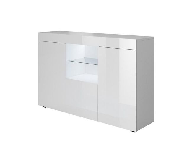 Aparador salón comedor blanco 135x34x72 3 puertas led sefora muebles bonitos