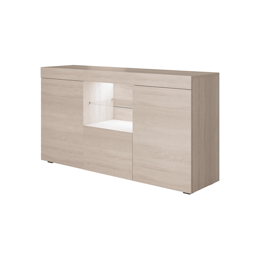 Aparador Sala de estar e jantar Sonoma 135x34x72 3 portas LED Sefora Muebles Bonitos