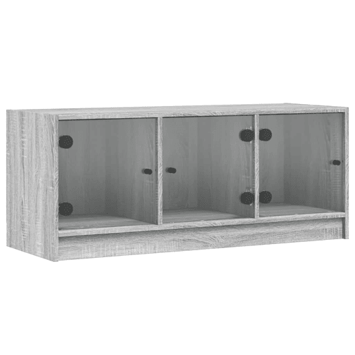 Móvel de TV - Modulo de TV - Armário de TV c portas de vidro 102x37x42 cm cinza sonoma