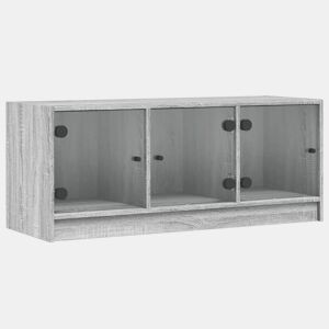 Móvel de TV - Modulo de TV - Armário de TV c portas de vidro 102x37x42 cm cinza sonoma