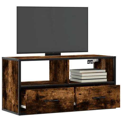 Móvel p TV, Armário de TV 80x31x39,5 cm deriv. madeirametal carvalho fumado