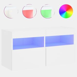 Móvel de parede para TV - Armário de TV com luzes LED 80x30x40 cm branco