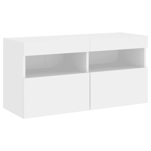 Móvel de parede para TV - Armário de TV com luzes LED 80x30x40 cm branco
