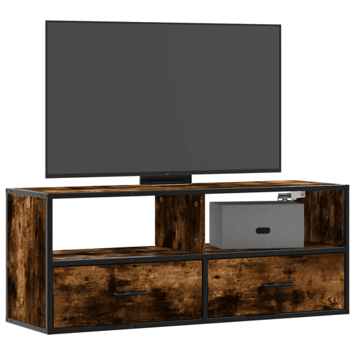 Móvel p TV, Armário de TV 100x31x39,5 cm deriv. madeirametal carvalho fumado