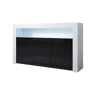 Aparador Sala de estar e jantar BrancoPreto 155x37x91,5 3 portas LED Aker Muebles Bonitos