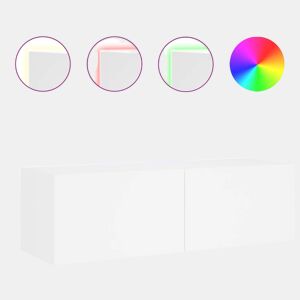Móvel de parede para TV - Armário de TV com luzes LED 100x35x31 cm branco