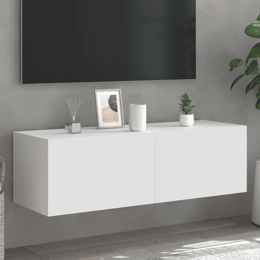Móvel de parede para TV - Armário de TV com luzes LED 100x35x31 cm branco