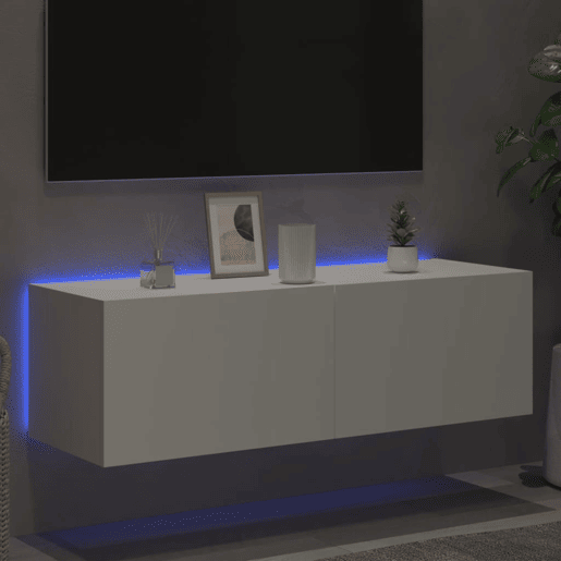 Móvel de parede para TV - Armário de TV com luzes LED 100x35x31 cm branco