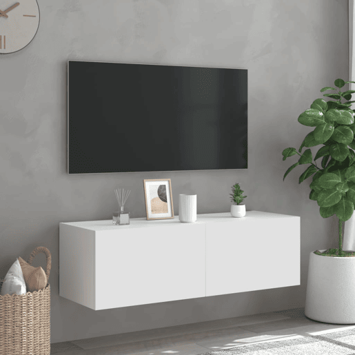 Móvel de parede para TV - Armário de TV com luzes LED 100x35x31 cm branco
