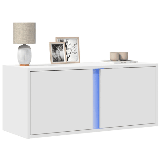 Móvel de parede para TV - Armário de TV com luzes LED 80x31x35 cm branco