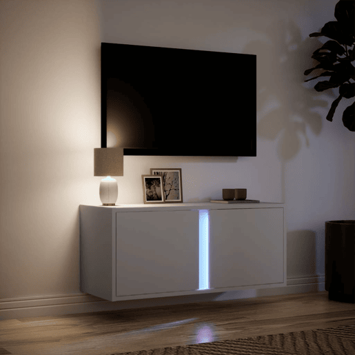 Móvel de parede para TV - Armário de TV com luzes LED 80x31x35 cm branco